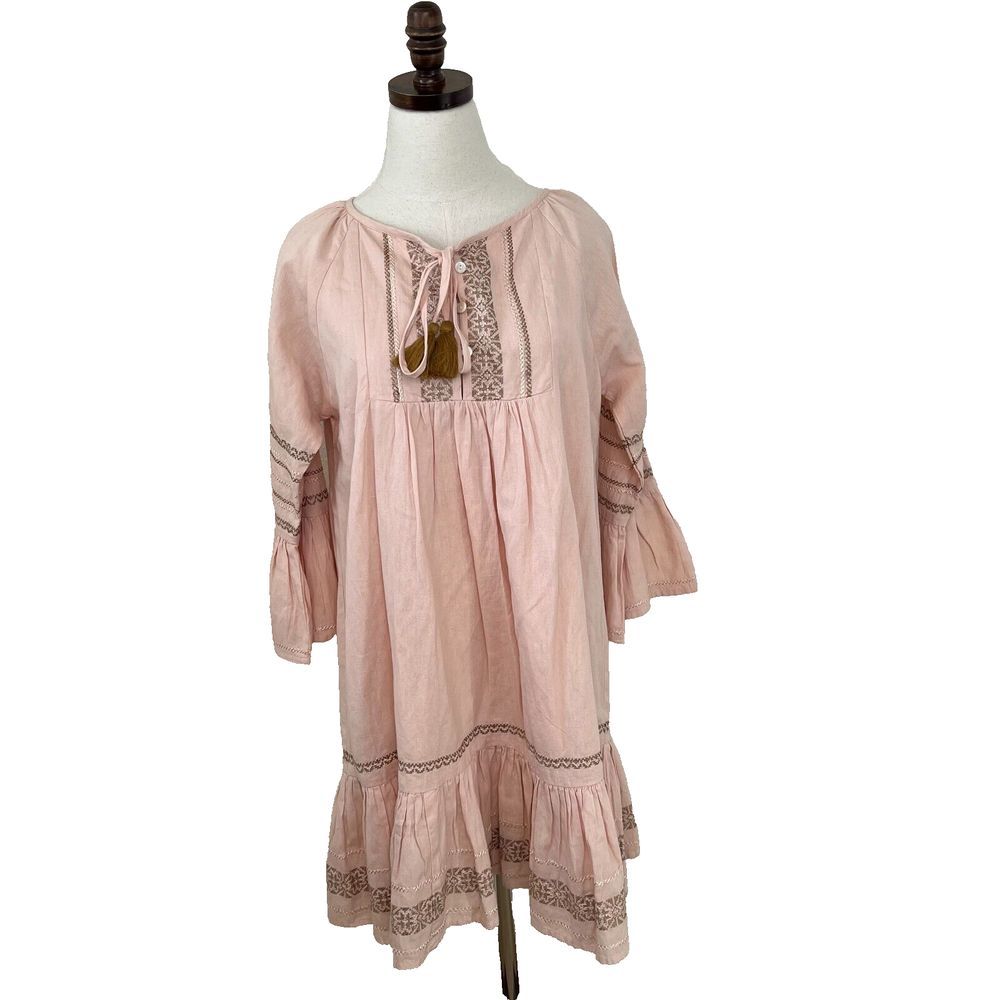 Roller Rabbit Maricruz Cross Stitch Embroidered Shift Dress Light Pink Sz‎ Small